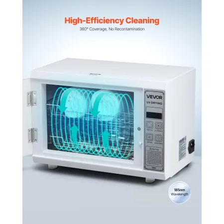 VEVOR Nail Tool Cleaning Machine, 12L Large Capacity, Multi-Functional Tool Cabinet Cleaner Box with Timer Setting, Tempered Gla