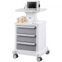 4 Tiers Lab Carts Mobile Medical Cart with 3 Drawers & 1 Top Tray White
