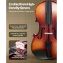 VEVOR Violin 4/4 355 mm fuld størrelse violinsæt massivtræ til begyndere blank brun