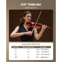 VEVOR Violin 4/4 355 mm fuld størrelse violinsæt massivtræ til begyndere blank brun