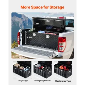 VEVOR Heavy Duty Aluminum Truck Bed Værktøjskasse, Stripes Plated Værktøjskasse med sidehåndtag og låse nøgler,