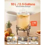 VEVOR Beverage Dispenser, 10L Drink Dispensers for Parties, Glass Juice Dispenser with Metal Stand, Stainless Steel Spigot, Iced