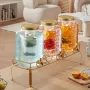 Beverage Dispenser, 3 Pack 8L Drink Dispensers for Parties, Glass Juice Dispenser with Metal Stand, Stainless Steel Spigot, Infu
