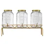 Beverage Dispenser, 3 Pack 8L Drink Dispensers for Parties, Glass Juice Dispenser with Metal Stand, Stainless Steel Spigot, Infu