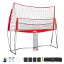 VEVOR 2-in-1 Volleyball Training Net System, Freely Height-Adjustable Practice Equipment with Ball Return, Portable Net Station,