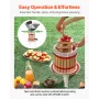 VEVOR 3.2 Gal/12L Fruit Wine Press, Solid Wood Basket with 8 Blocks, Heavy Duty Manual Juice Maker, Cider Apple Grape Tincture H
