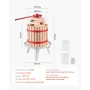 3,2 Gal/12L frugtvinpresse, massiv trækurv med 8 blokke