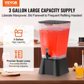 VEVOR Beverage Dispenser, 19L Drink Dispenser for Parties, Plastic Juice Dispensers with No-Drip Spigot, Iced Tea Lemonade Juice