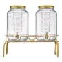 VEVOR Beverage Dispenser, 2 Pack 8L Drink Dispensers for Parties, Glass Juice Dispenser with Metal Stand, Stainless Steel Spigot