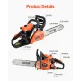 40 cc Gas Chainsaw, 14 inch Gas Powered Chainsaw, 1.8 HP Power Chain Saw with Non-Slip Handle, Gas-Powered Chainsaws with Dual F