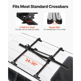 VEVOR Roof Bike Rack, 15 kg Capacity, Upright Roof Mount Bicycle Rack with Secure Locking System for Most Standard Crossbars, Al