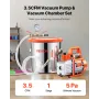 VEVOR 11.36 L Vacuum Chamber with Pump, 110 L/min, Stainless Steel, Degassing Chamber Kit, Single Stage Vacuum Pump, Tempered Gl