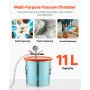 11.36 L Vacuum Chamber with Pump, 110 L/min, Stainless Steel, Degassing Chamber Kit, Single Stage Vacuum Pump, Tempered Glass Li