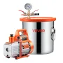 VEVOR 11.36 L Vacuum Chamber with Pump, 110 L/min, Stainless Steel, Degassing Chamber Kit, Single Stage Vacuum Pump, Tempered Gl