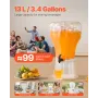 Beverage Dispenser, 13L Drink Dispenser for Parties, Plastic Juice Dispensers with No-Drip Spigot, Iced Tea Lemonade Juice Water