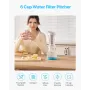 VEVOR Water Filter Pitcher, 6 Cup Glass Water Filter Dispenser, Fast & Compact Fridge-friendly Water Filtration System, No BPA, 