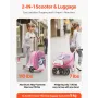 VEVOR Ride-on Luggage, 20 L Capacity, 20 Inches Kids Scooter Suitcase with Flash PU Wheels, Adjustable Handle & TPR Non-Slip Gri