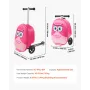 Ride-on Luggage, 20 L Capacity, 20 Inches Kids Scooter Suitcase with Flash PU Wheels, Adjustable Handle & TPR Non-Slip Grip, Fol