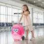 Ride-on Luggage, 20 L Capacity, 20 Inches Kids Scooter Suitcase with Flash PU Wheels, Adjustable Handle & TPR Non-Slip Grip, Fol