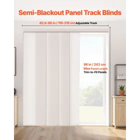 Panel Track Blinds, Extendable Track from 116 cm to 218 cm W, Trimmable Panel Curtains Up to 243cm H, Adjustable Vertical Panel 