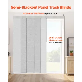 VEVOR Panel Track Blinds, Extendable Track from 116 cm to 218 cm W, Trimmable Panel Curtains Up to 243cm H, Adjustable Vertical 