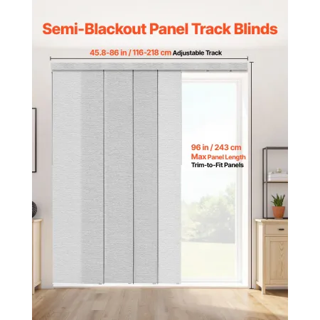 Panel Track Rullegardiner, Udtrækkelig Spor fra 116 cm til 218