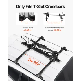 Roof Bike Rack, 15 kg Capacity, Foldable Upright Roof Mount Bicycle Rack with Locking Systems & Adjustable Arm for T-Slot Crossb