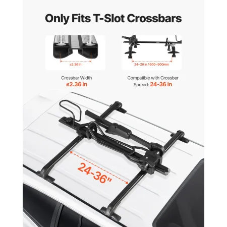 VEVOR Roof Bike Rack, 15 kg Capacity, Foldable Upright Roof Mount Bicycle Rack with Locking Systems & Adjustable Arm for T-Slot 