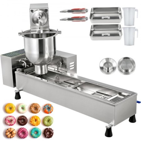 Automatisk donutproducent Machine Single Row, Automatic Donut Maker 7L Hopper Commercial Donut Maker med 3 størrelser Forme
