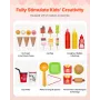 Ice Cream Cart for Kids, 20+ PCS Accessories, Pretend Play Ice Cream Shop Kitchen Food Toys with Ice Cream Cone & Popsicle, Awni
