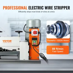 Automatic Wire Stripping Machine, 0.06''-1.575'' Electric Motorized Cable Stripper, 1500 W, 88 ft/min Wire Peeler with Double