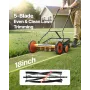 Push Reel Lawn Mower 45 cm, 5 Blades Manual Push Mower No Motor, 35- 62mm Adjustable Cutting Height, Walk-Behind Lawn Mowers wit