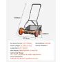 VEVOR Push Reel Lawn Mower 45 cm, 5 Blades Manual Push Mower No Motor, 35- 62mm Adjustable Cutting Height, Walk-Behind Lawn Mowe