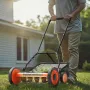 Push Reel Lawn Mower 45 cm, 5 Blades Manual Push Mower No Motor, 35- 62mm Adjustable Cutting Height, Walk-Behind Lawn Mowers wit