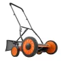 Push Reel Lawn Mower 45 cm, 5 Blades Manual Push Mower No Motor, 35- 62mm Adjustable Cutting Height, Walk-Behind Lawn Mowers wit