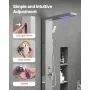 VEVOR Shower Panel Tower System with Rainfall Waterfall Shower Head, LED, 53 in Brushed Stainless Steel Shower Column, 5-Functio