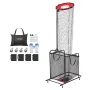 VEVOR Volleyball Setter Training Equipment, Angle and Height Adjustable Volleyball Trainer, Portable Practice Net with Cart, Whe