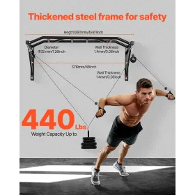 Pull Up Bar, Multi-Grip Wall Mounted Pull Ups, 50 in Width Multifunctional Chin Up Training Station, Heavy Duty Steel Upper Body