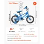 VEVOR børnecykel, 35,56 cm BMX-stil børnecykel, rytterhøjde 90 cm - 115 cm, træningshjul inkluderet, robust og nem at