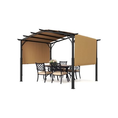 10x12 ft udendørs udtrækkelig pergola med baldakin buet top metal pergola