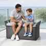 VEVOR Outdoor Storage Bench, 2-Person PE Rattan Storage Bench, 151L Deck Box with Cushion & Side Handle, Supports up to 181kg, W