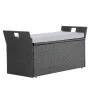 VEVOR Outdoor Storage Bench, 2-Person PE Rattan Storage Bench, 151L Deck Box with Cushion & Side Handle, Supports up to 181kg, W