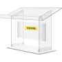 Tabletop Acrylic Podium 19.5" Tall Plexiglass Podium 27"x13.7" Table Acrylic Pulpits for Churches Slanted Surface with Lip for B