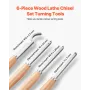 VEVOR Wood Lathe Turning Tool Set, 6PCS, Lathe Roughing, Finishing, Detailing Hollow Tool with Wooden Handle, Diamond Round Squa