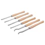 Wood Lathe Turning Tool Set, 6PCS, Lathe Roughing, Finishing, Detailing Hollow Tool with Wooden Handle, Diamond Round Square Car