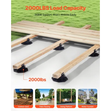 Deck Blocks 12 PCS, 2000lbs / 907.18kg Load Capacity Deck Support Plastic Pedestal Paver, Raising 1.18 - 2.36 inch / 30 - 60 mm,