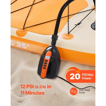 Paddle Board Pump, 20PSI High Pressure Electric SUP Air Pump, 70 L/Min Inflating Speed SUP Inflator with Auto-Off and 12V DC Car