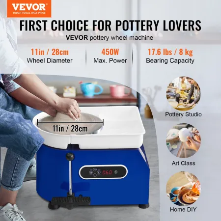 Pottery Wheel 27.9 cm Ceramic Wheel Foot Pedal Sculpting Tools Apron 450W
