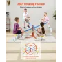 Kids Seesaw, 49.9 kg Load Capacity per Seat, Sit and Spin Teeter Totter with 4-prong Support Legs, Kids Outdoor Playground