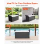Outdoor Storage Bench, 2-Person PE Rattan Storage Bench, 340L Deck Box with Cushion & Side Handles, Supports up to 362kg, Weathe